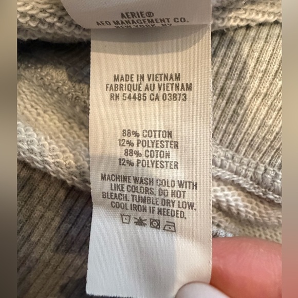 Aerie VNeck Longsleeve Heather Grey Sweatshirt Women's Size Small - Picture 4 of 6